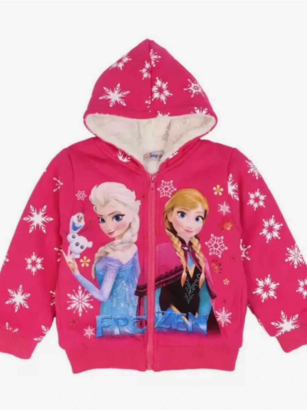 Disney Light Blue Girls' Hooded Zip Jacket with Elsa, Anna & Olaf